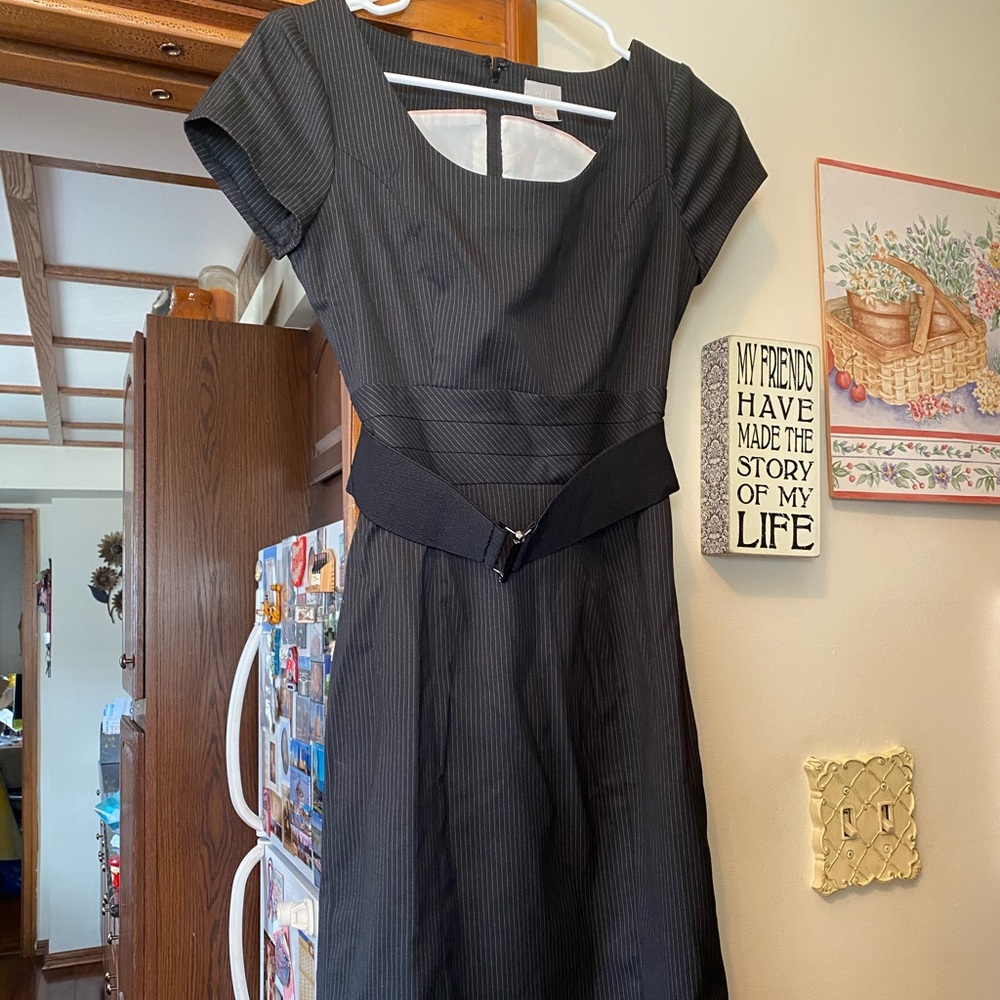 H&M Black Pinstripe Work Dress